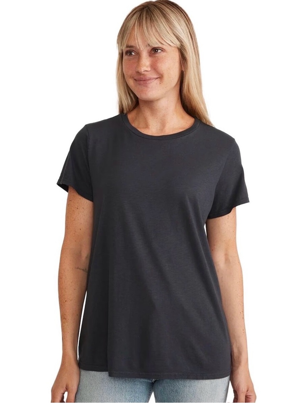 Marine Layer Women's Short Sleeve Crew Tee — Charcoal